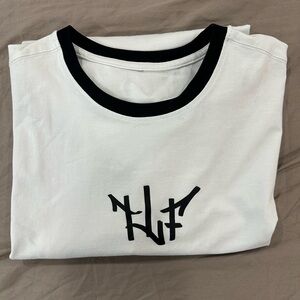 White Tee with Black Graphic